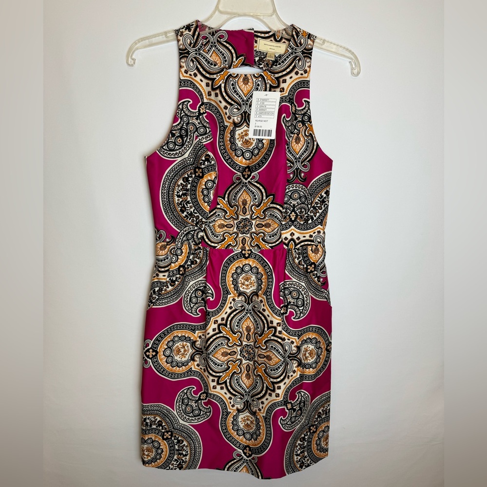 NWT Sz 2 Moulinette Soeurs Anthropologie dress Pink Bohemian Print Sheath Dress